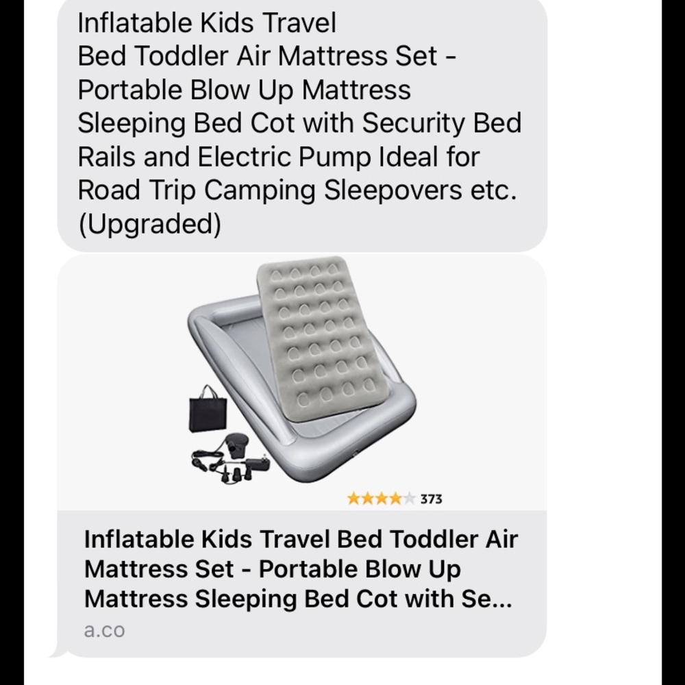 Kids Travel Air Mattress with Electric Pump and adapter for car.